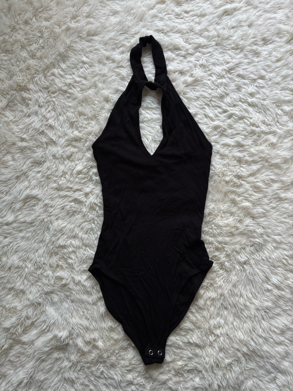 Forever 21 Black Halter Keyhole Bodysuit